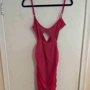 Fashion Nova Sugar Crush Mesh Midi Dress Pink Size S